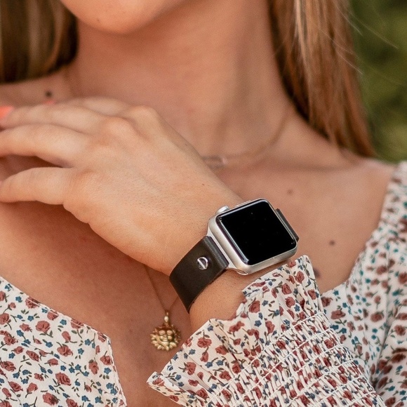 Dark Brown Leather Silver Jewelry Apple Watch Band Women Fashion Strap Bracelet main image 4
